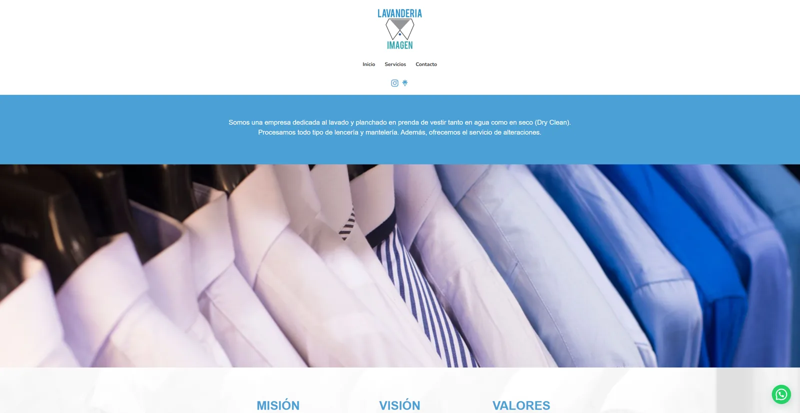 The previous Lavanderia Imagen site: a logo, three links and a block of description